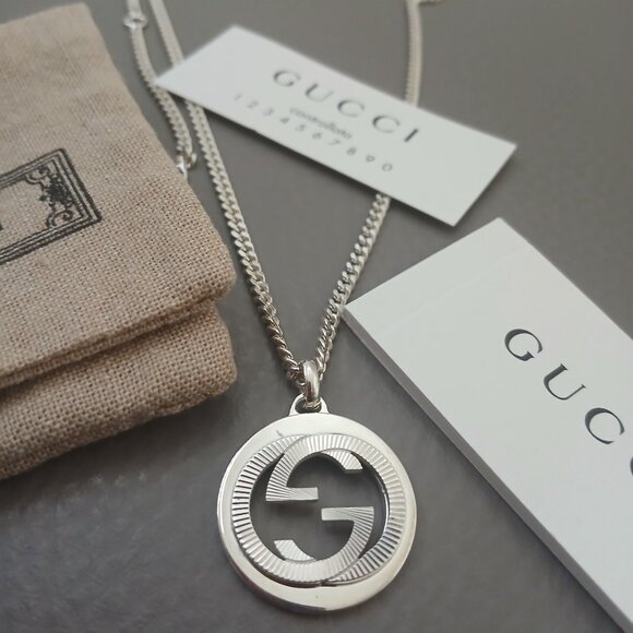 Gucci necklace unisex men women sterling silver marmont interlocking gg - Picture 1 of 11